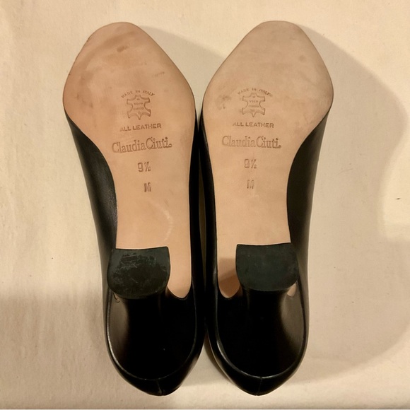 Claudia Ciuti Vintage Elegant Black Leather Pumps Size 9.5 M - Picture 6 of 8